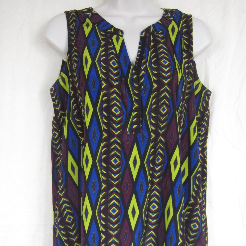 Sleeveless Summer Tunic Blouse by LOVE Note , Geometric pattern, size S - Picture 16 of 16